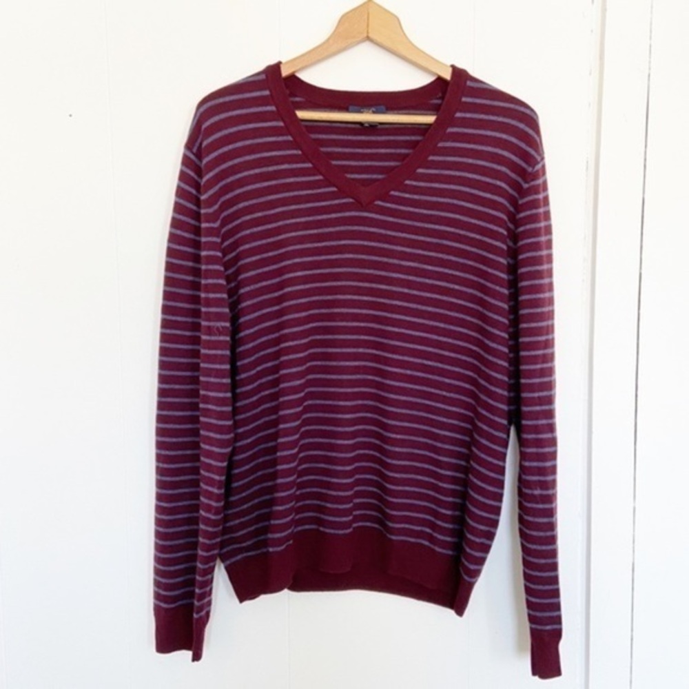 Brooks Brothers‎ burgundy striped merino sweater L